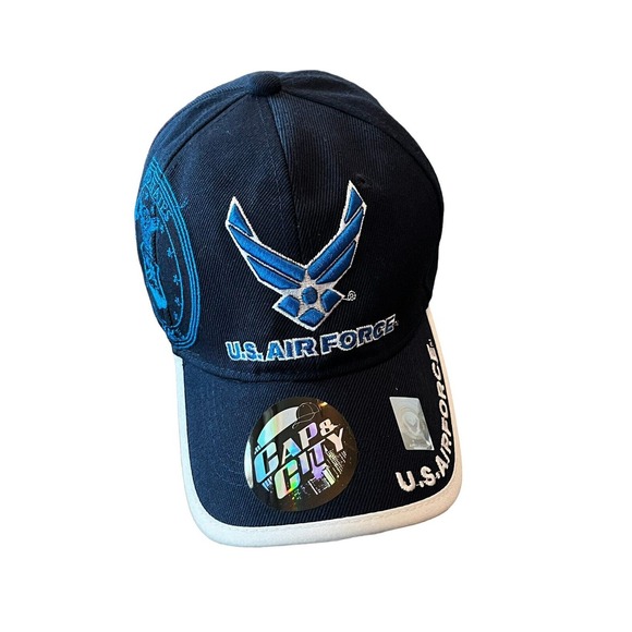 US AIR FORCE LICENSED NAVY BLUE ADJUSTABLE HAT CAP SEAL MILITARY WINGS USAF LOGO - Picture 1 of 6